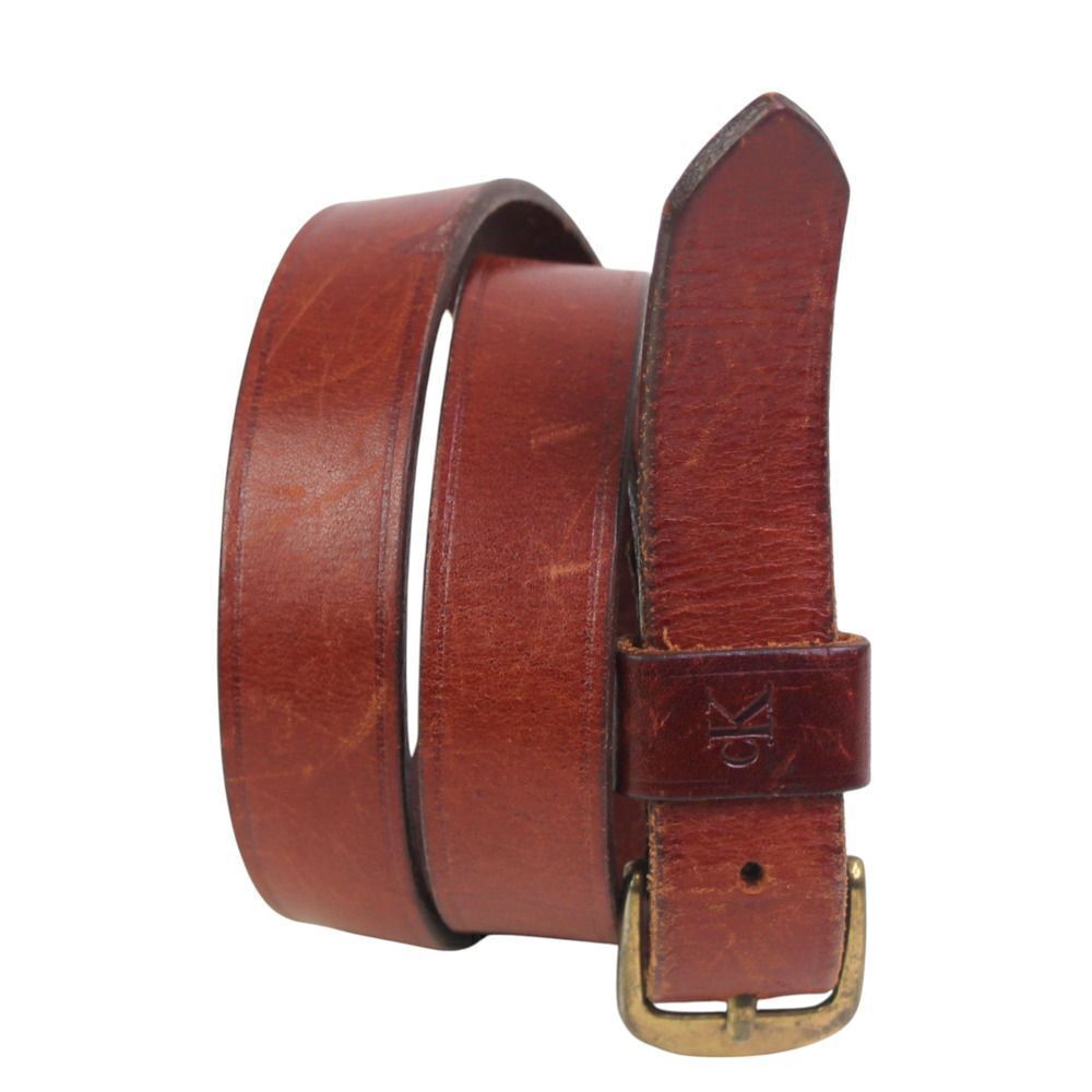 Calvin Klein SADDLE BROWN REAL LEATHER 7/8"Wd CASUAL DRESS WOMEN'S BELT Sz M(F41